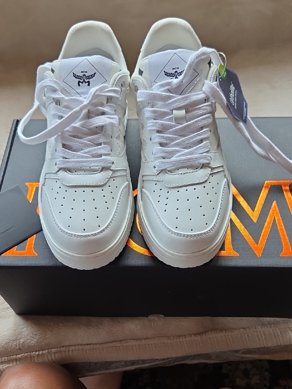 MCM White Leather Low-Top Sneakers